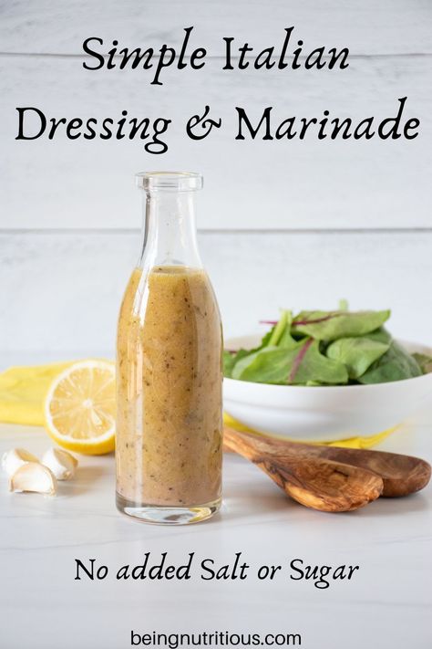 This simple Italian Salad Dressing and Marinade is bright and delicious, with no added salt or sugar. Perfect for your heart healthy lifestyle! Low Sodium Italian Dressing, Simple Italian Salad, Low Sodium Dressing, Sugar Free Salad Dressing, Italian Dressing Marinade, Healthy Dressing Recipes, Salt Free Recipes, Heart Healthy Recipes Low Sodium, Italian Dressing Recipes