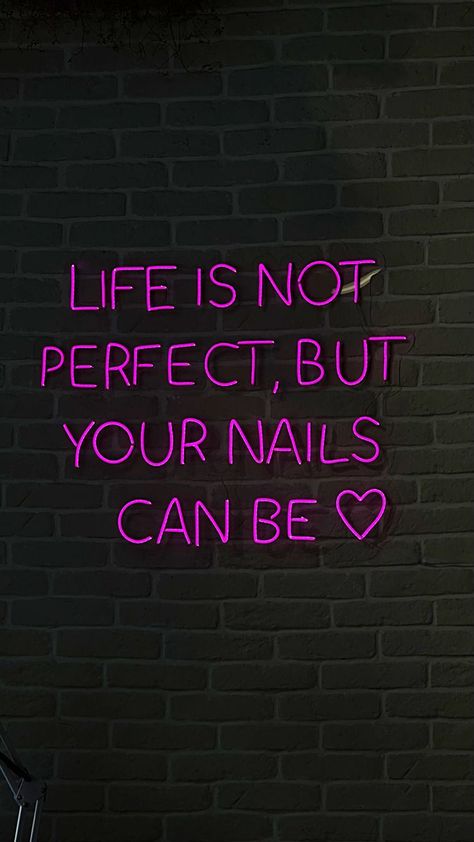 Life is not perfect, but your nails can be💅🏼💞 Instagram Nail Page Ideas, Nail Technician Quotes, Nail Tech Quotes, Nail Signs, Bio Insta, Tech Quotes, Nail Salon Interior Design, Nail Salon Interior, Business Nails