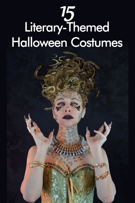 Attention book nerds: Look no further for you next bookish Halloween costume! Check out these 15 literary-themed Halloween costumes based on book characters. #BookCharacterHalloweenCostumes #LiteraryThemedHalloweenCostumes #BookishHalloweenCostumes Shakespeare Halloween Costumes, Library Costumes Halloween, Complex Halloween Costumes, Burned Witch Costume, Stunning Halloween Costumes, Stephen King Characters Costumes, Nerdy Costume Ideas, Book Cosplay Character Costumes, Mythical Creature Cosplay
