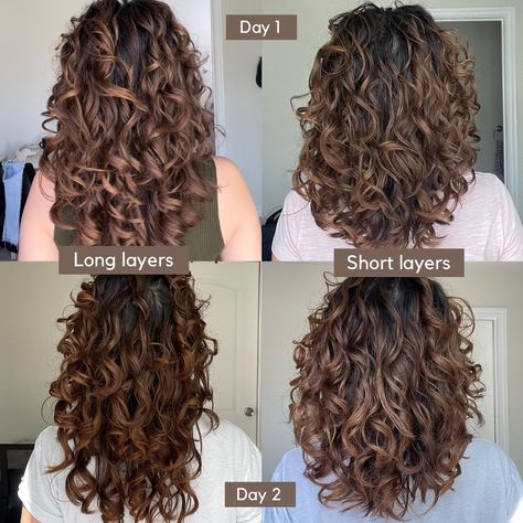 Balayage, Long Layers Vs Short Layers, Wavy Curly Hair Cuts, Long Curly Layers, Naturally Wavy Hair Cuts, Short Layered Curly Hair, Long Layered Curly Hair, Layered Curly Haircuts, Wavy Layered Hair