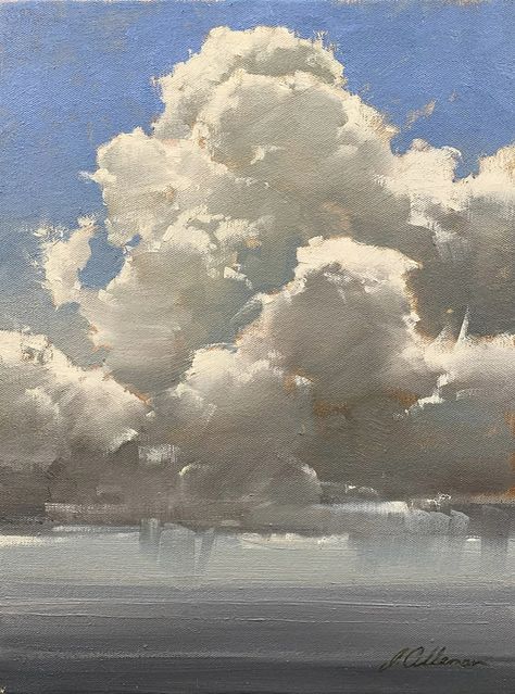 Paintings Of Sky, Oil Clouds Painting, Oil Painting Clouds, Joseph Alleman, Cloud Oil Painting, How To Paint Clouds, Cloud Paintings, Cloud Artwork, Cloud Paint
