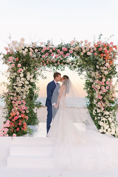 Wedding Chuppah Flowers, Faena Miami, Chuppah Flowers, Chuppah Decor, Wedding Chuppah, Wedding Ceremony Arch, Ceremony Design, Wedding Arch Flowers, Cabo Weddings
