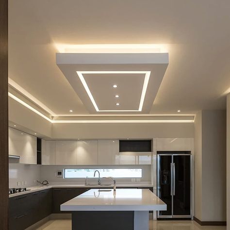 Modern ceiling designs for kitchens thank brings elegance into you kitchen space. Contact our expert for gypsum quote details Latest False Ceiling Designs, Kitchen Ceiling Design, Simple False Ceiling Design, Gypsum Ceiling Design, Luxury Ceiling Design, Simple Ceiling Design, Bedroom Ceiling Design, Pvc Ceiling Design, Desain Pantry