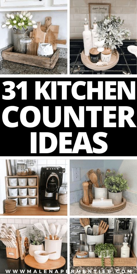 31 Kitchen Counter Ideas That Will Transform Your Space Kitchen Counter Ideas, Counter Ideas, Kitchen Countertop Decor, Countertop Decor, Kitchen Tray, Counter Decor, Kitchen Counter Decor, Decoration Inspiration, Kitchen Redo