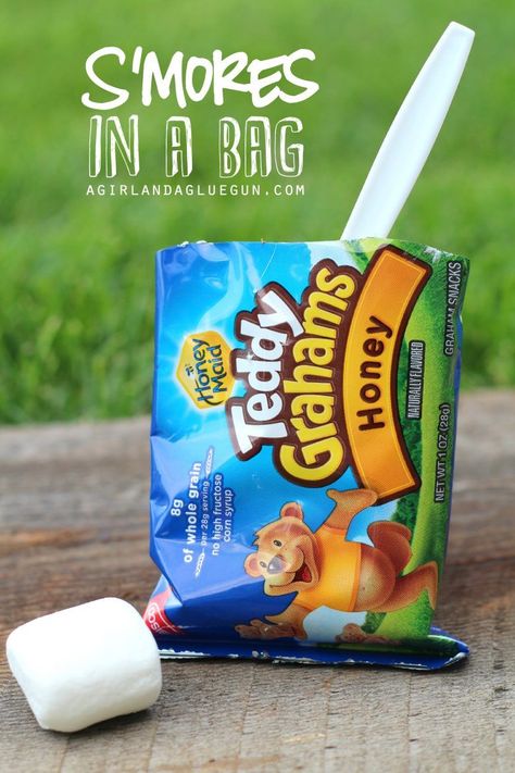 One of our favorite camping dinners is walking tacos (basically all tacos supplies in a chip bag!)  and of course….Camping isn’t camping without S’mores! Walking, Camping, Glue Gun, S Mores, Campfire, A Bag, A Girl, Glue