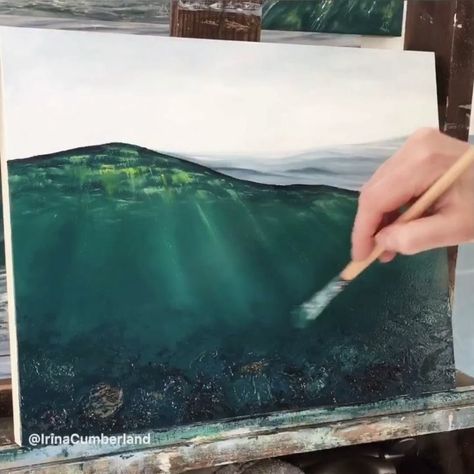 Bottom Of The Ocean Drawing, The Ocean Drawing, Irina Cumberland, Acrylic Ocean, Ocean Texture, Ocean Drawing, Ocean Paintings, Bob Ross Paintings, Acrylic Pouring Techniques