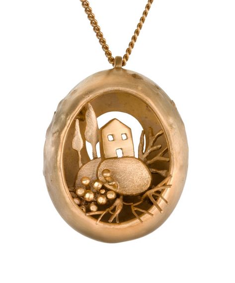 Inner space art necklace OOAK necklace contemporary jewelry House Necklace, Big Pendant Necklace, Golden Pendant, Gift For New Mom, Art Necklace, Large Pendant Necklace, Nature Necklace, Art Necklaces, Unusual Gift