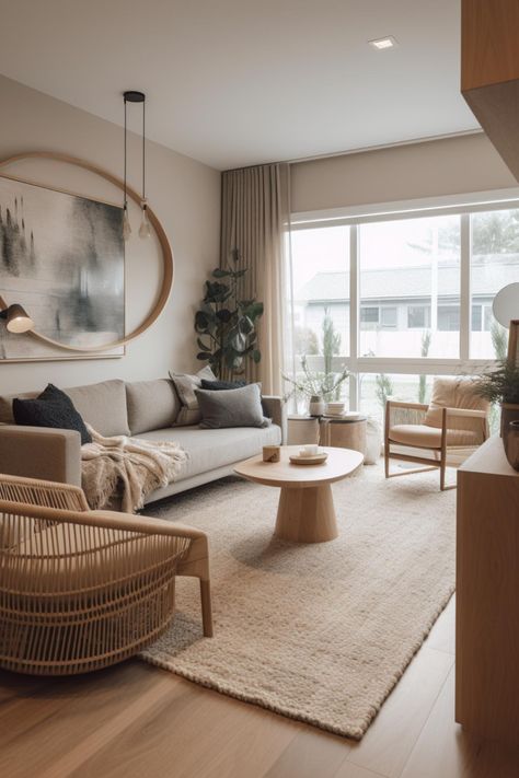 West Japandi Fusion Living Room Design style - a fusion of West Coast Contemporary and Japandi Japandi Living Room, Furnitur Ruang Keluarga, Japandi Living, Minimal Living Room, Japandi Design, Apartment Living Room Design, Decoracion Living, Living Modern, Living Room Color Schemes