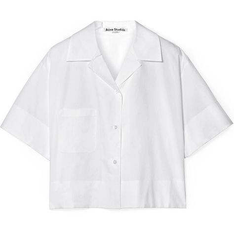 Acne Studios Lelia cropped cotton-poplin shirt ($250) ❤ liked on Polyvore featuring tops, acne, white, cut-out crop tops, acne studios, boxy crop tops, drop shoulder shirt and boxy shirt Polyvore Chic, Cropped White Shirt, Boxy Shirt, Boxy Crop Top, Drop Shoulder Shirt, Cropped Shirts, White Collared Shirt, Outfit Png, Boxy Top