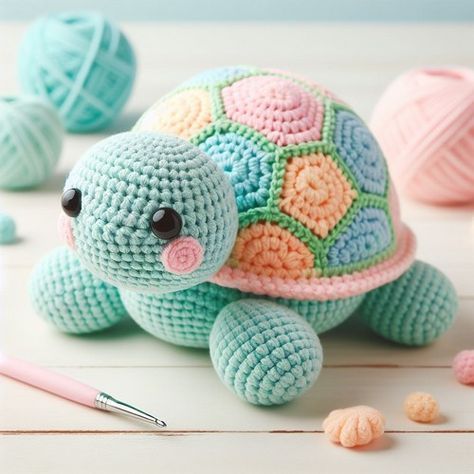 Free Crochet Pastel turtle Amigurumi Pattern Amigurumi Sea Turtle Free Pattern, Flower Turtle Crochet Pattern Free, Crochet Tortoise Free Pattern, Crochet Sea Turtle Pattern Free, Tortoise Amigurumi, Amigurumi Turtle Free Pattern, Amiguri Crochet, Crochet Tortoise, Crochet Turtle Pattern Free