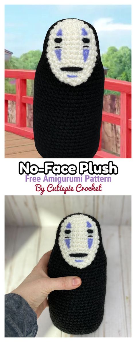 Amigurumi Patterns, No Face Free Crochet Pattern, Crochet No Face Spirited Away, Totoro Plush Crochet Pattern, No Face Plush Pattern, Totoro Hat Crochet Pattern Free, No Face Amigurumi Free Pattern, No Face Spirited Away Crochet, Crochet Anime Eyes