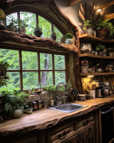 Cafehailee - Kitchen nirvana 🥰🥰 Fantasy House, Earthy Home, Earthship Home, Cabin Kitchens, Hobbit House, Tiny House Cabin, Ideas Home Decor, Cabin Homes, Dream House Decor