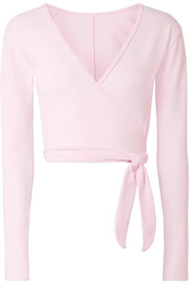 Ballet-Inspired Fashion Items to Shop Now | Who What Wear Pink Wrap Top, Baby Pink Crop Top, Ballet Inspired Fashion, Ballet Wrap Top, Ballet Stretches, Ballet Top, Stretchy Crop Tops, Ballet Clothes, Pink Wrap