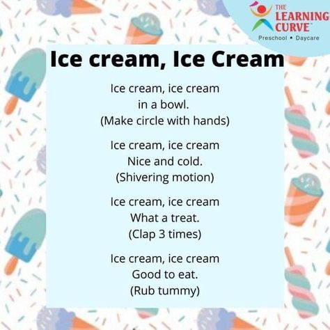 Ice Cream Projects For Preschool, Ice Cream Songs For Toddlers, Summer Rhymes For Preschool, Ice Cream Theme Sensory Bin, Ice Cream Songs Preschool, Ice Cream Gross Motor Activities, Ice Cream Theme Toddler Activities, Ice Cream Projects For Toddlers, Ice Cream Preschool Art