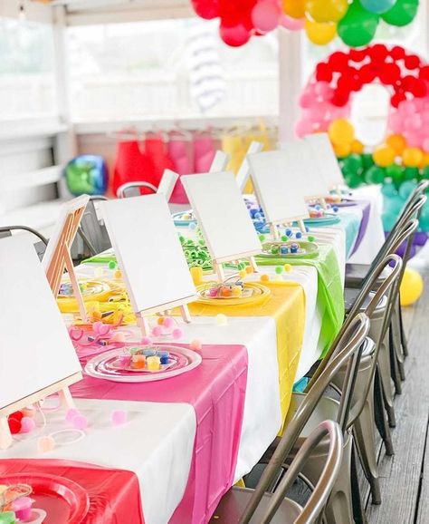 Art Themed Decorations, Painting Party Ideas For Kids, Paint Party Ideas For Kids, Painting Party Ideas, Paint Party Ideas, Art Themed Party, Kids Painting Party, 7th Birthday Party Ideas, Painting Birthday Party