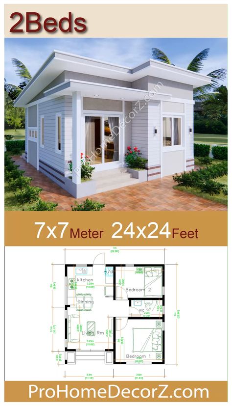 Modern Tiny Homes, Design Casa Piccola, Washing Room, Pelan Rumah, Small House Layout, Small House Floor Plans, Modern Bungalow House, Simple House Plans, House Plan Gallery