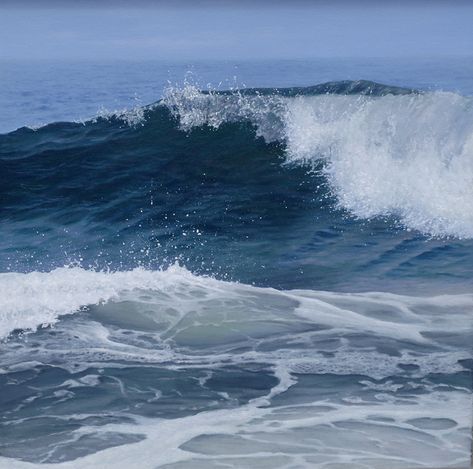 Antonia Tyz Peeples (b.1957) ~ "The Deep", 2013 ~ Oil on Linen 30" x 30" Ocean Landscape Painting, Berita Tv, Surf Painting, Mermaid Aesthetic, Ocean Landscape, Wave Painting, Ocean Wallpaper, Seascape Paintings, Oil Paint