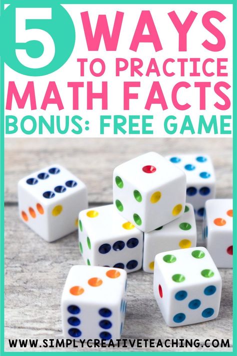 Searching for fun ways to practice math facts in your class? Read about these tips including interactive games and activities for teaching addition, subtraction, and multiplication facts in early elementary. You'll love these easy ways to get students working on math facts! Stop questioning how to teach math facts and looking for ideas your students will love! As a bonus, grab a FREE math game for you class today! Your first grade and second grade students will love these ideas! Math Fact Practice 2nd Grade, Addition Learning Activities, Fun Ways To Teach Addition, Teaching Mental Math Strategies, Basic Math Facts Practice, Practice Math Facts, Fun Ways To Do Homework, Games To Practice Multiplication Facts, Subtraction Fluency Games