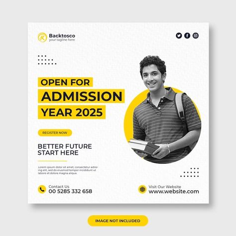 PSD open for admission social media inst... | Premium Psd #Freepik #psd #admission-flyer #college-poster #university-admission #education-poster Poster For University, Poster Design University, Internship Flyer Design, University Admission Poster Design, Ad Page Design, College Marketing Design, Creative Instagram Post Design, College Admission Poster Design, Admissions Open Poster