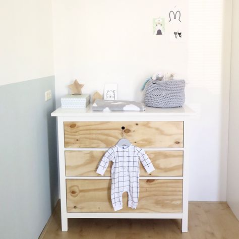 IKEA hack for the nursery - That Friday Feeling Ikea Spice Rack Hack, Commode Malm Ikea, Industrial Nursery, Natural Wood Dresser, Ikea Nursery Hack, Ikea Hemnes Dresser, Ikea Spice Rack, Mommo Design, Ikea Malm Dresser