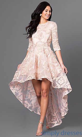 High Low Lace Dress, High Low Party Dresses, Lace Party Dress, High Low Prom Dresses, Formal Dresses With Sleeves, Lace Party Dresses, Gowns With Sleeves, Homecoming Dresses Short, Dress Party