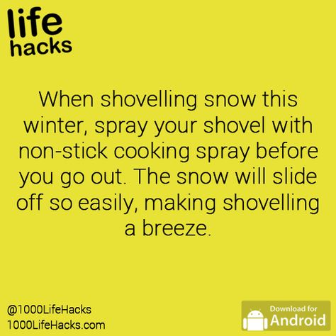 Get our free Android app: http://bit.ly/LifeHacksApp Clear Stuffy Nose, Snow Shoveling, 1000 Lifehacks, Winter Hacks, 1000 Life Hacks, Cooking Spray, Fast Facts, Invader Zim, Life Hack