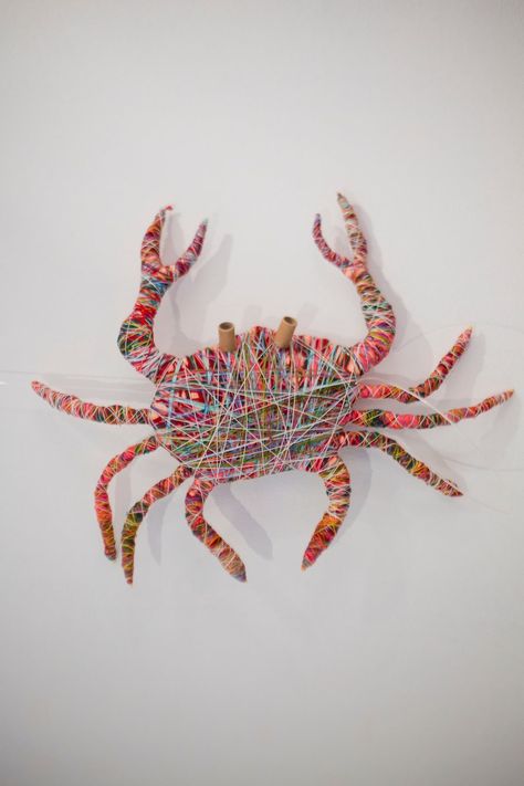 Crab Textile Sculpture - Etsy Sea Creature Sculpture, Creatures Textiles, Fiber Animals, Recycled Sculpture, Rope Sculpture, Felt Characters, Recycled Artwork, Park Cafe, Recycle Sculpture