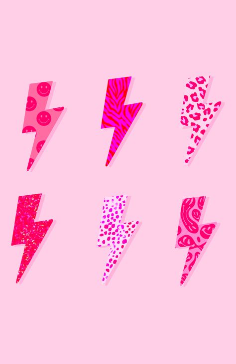 Lightning bolt pink aesthetic Hot Pink Stickers Aesthetic, Hot Pink Wallpaper For Ipad, Hot Pink Aesthetic Wallpaper Preppy, Preppy Pink Asthetics, Simple Hot Pink Wallpaper, Preppy Pictures To Put On Your Wall, Preppy Photos Pink, Hot Pink Poster Wall Art, Wall Collage Pictures Preppy