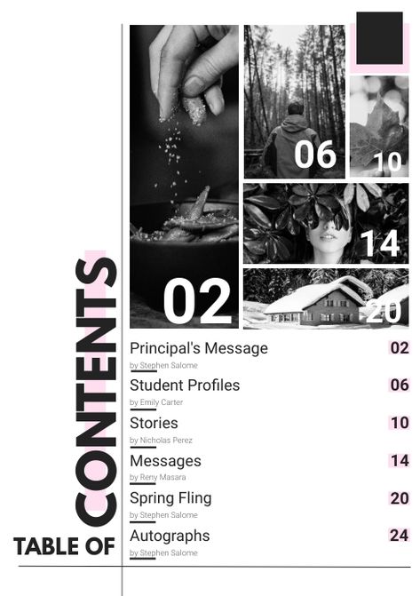 Cool Table Of Contents Layout Design, Graphic Design Contents Page, Graphic Magazine Layout, Table Of Contents Magazine Design, Table Of Contents Design Magazine, List Of Contents Design, Contents Page Magazine, Cover Magazine Design Ideas, Content Page Ideas