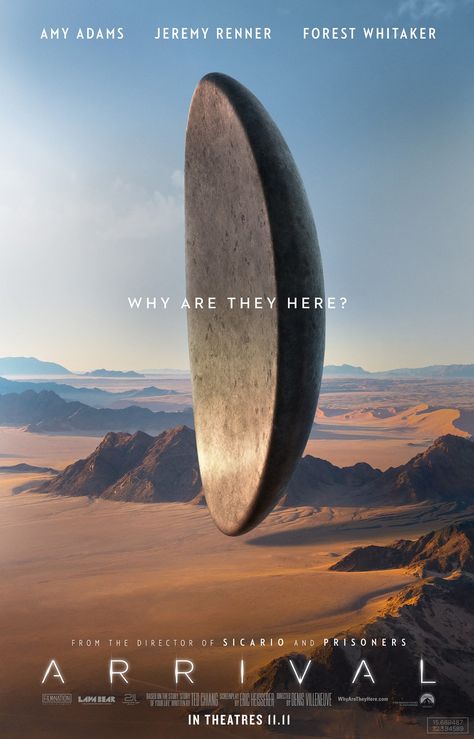 How do you explain the unexplainable? // ARRIVAL 11.11.16 Arrival Movie, Arrival Poster, Forest Whitaker, Space Movies, Denis Villeneuve, Science Fiction Movies, Sci Fi Films, Plakat Design, Science Fiction Film