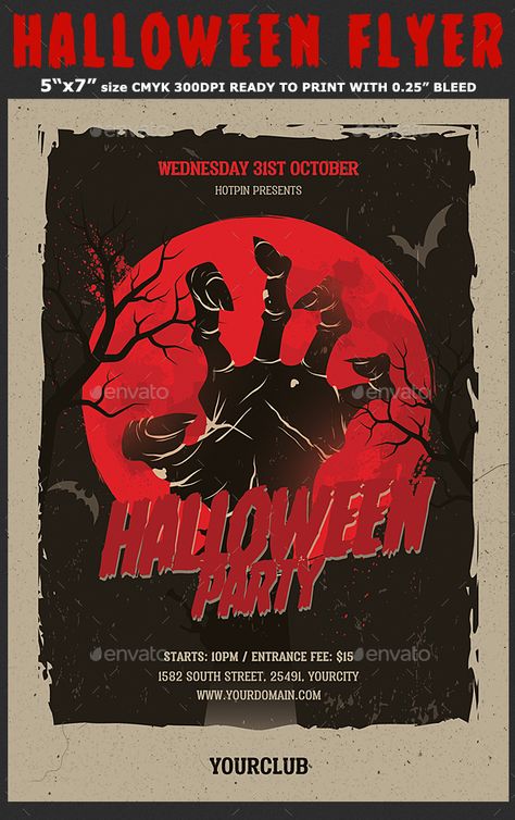 Halloween Flyer Template #beer #party #parrtyflyer #club #clubflyer #event #flyer #templates #design #print #poster #designer #photoshop #psd #graphicdesign #oktoberfest #festival #octoberfet #beerfestival #beerfest #bar #beer #invitation #poster #creativemarket Halloween Posters For School, Halloween Concert Poster, Halloween Event Flyer, Halloween Party Poster Design, Horror Poster Design, Halloween Invitations Template, Halloween Event Poster, Halloween Design Graphic, Halloween Poster Design