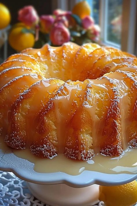 Explore our Extreme Lemon Bundt Cake recipe to create a perfect blend of zesty lemon and moist, rich cake. Get baking now! Easy Bundt Pan Recipes, French Lemon Cake, Cookie Butter Bundt Cake, Triple Lemon Cake, Extreme Lemon Bundt Cake, Fruit Bundt Cake Recipes, Italian Lemon Ricotta Cake Recipe, Lemon Glaze For Bundt Cake, Bundt Pound Cake Recipes