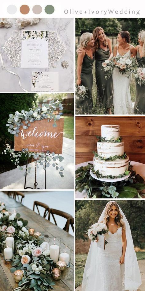 Rustic Boho Wedding Sage Green, Bridal Bouquet Fairytale, Wedding Themes Olive Green, Wedding Olive Green Theme, Green Gold Blush Wedding, Modern Rustic Wedding Decor Receptions, Blush Olive Wedding, Wedding Reception Sage Green, Colorado Summer Wedding Colors