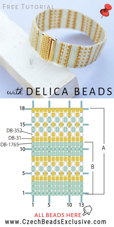 How to Make 'Gold Line Beaded Bracelet' with Miyuki Delica Seed Beads - Easy Tutorial |SAVE it!| www.CzechBeadsExclusive.com #czechbeadsexcluisve #czechbeads Bracelet Beading, Seed Bead Bracelet Patterns, Pola Manik, Motifs Perler, Beaded Necklace Patterns, Beaded Bracelets Tutorial, Bead Weaving Patterns, Beading Techniques, Beaded Jewelry Tutorials