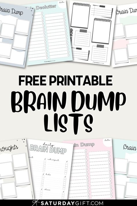 Organisation, Daily To Do Printable, Free Printable Project Planner, To Do Template Free Printable, To Do List Bullet Journal Free Printable, Brain Dump Worksheet Free Printable, Printable Lists Free, Cool Printables, Morning Brain Dump