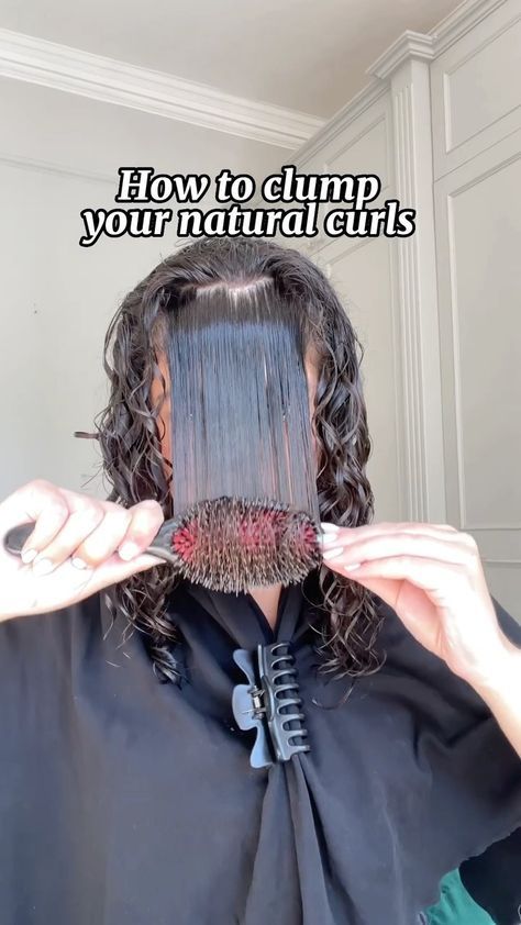 How To Get Curl Pattern Back Natural, Using A Denman Brush Wavy Hair, Styling Natural Curls, How To Get Curl Clumps, Brush Curling Method, Whimsical Edgy Fashion, How To Create Curl Clumps, How To Clump Curls, How To Curl Your Hair With A Brush