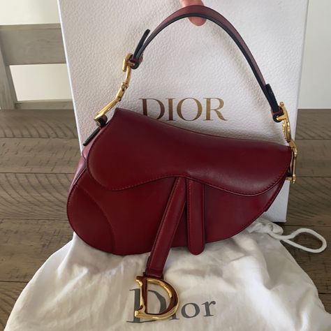 Bordeaux, Dior Leather Bag, Red Saddle Bag Dior, Dior Red Saddle Bag, Red Dior Saddle Bag, Dior Saddle Bag Red, Red Designer Purse, Designer Hand Bags, Red Luxury Bag