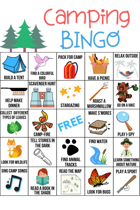 Campground Ideas, Camping Bingo, Camping Preschool, Campfire Fun, Glamping Birthday, Summer Camp Themes, Camp Read, Nature Journals, Camping Classroom