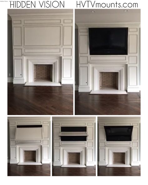 Hidden Tv Mount, Hide Tv Over Fireplace, Tv Above Fireplace, Above Fireplace, Tv Over Fireplace, Tv Built In, Hidden Tv, Tv Covers, Tv Mounts