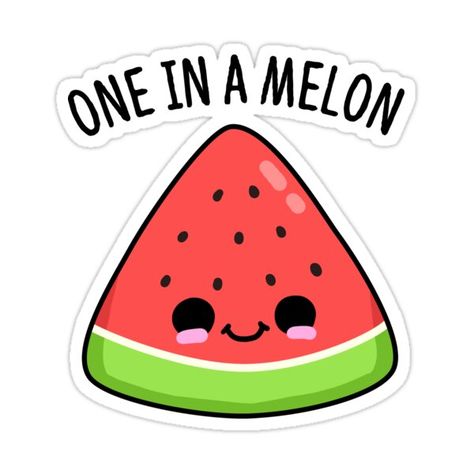 Decorate laptops, Hydro Flasks, cars and more with removable kiss-cut, vinyl decal stickers. Glossy, matte, and transparent options in various sizes. Super durable and water-resistant. The cutest watermelon slice for a one-in-a-million person! Perfect for food and pun loving family or friends. Tela, Watermelon Puns, Funny Watermelon, Fruit Puns, Flower Crafts Kids, Funny Food Puns, Funny Fruit, Food Pun, Cute Watermelon