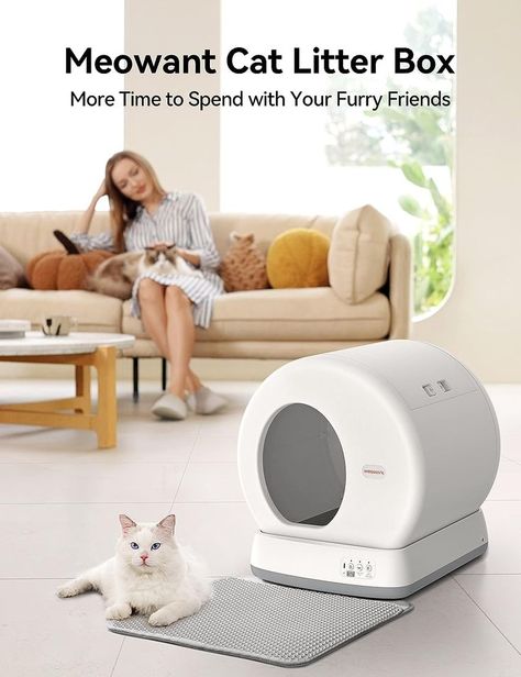 MeoWant Self-Cleaning Cat Litter Box, Integrated Safety Protection Automatic Cat Litter Box for Multi Cats, Extra Large/Odor Isolation/APP Control Cat Litter Box with Odor Eliminator & Mat & Liner-NEW Automatic Cat Litter, Automatic Litter Box, Self Cleaning Litter Box, Cat Health Problems, Cat App, Cleaning Litter Box, Garbage Bag, Love Your Pet, Odor Remover