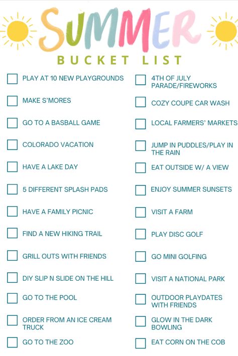 summer bucket list for families Summer Bucket List Toddler, Summer Bucket List 2024 Kids, Summer Bucket List With Kids, July Bucket List Ideas, Family Bucket List Ideas, Summer Bucket List Kids, Summer Bucket List Template, Summer Bucket List For Kids, Family Summer Bucket List