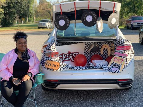 Party Stuff, Grease Themed Trunk Or Treat, Trunk Or Treat 50s Theme, 50s Trunk Or Treat Ideas, Grease Trunk Or Treat Theme, Church Trunk, Grease Movie, Ministry Ideas, Trunk Or Treat