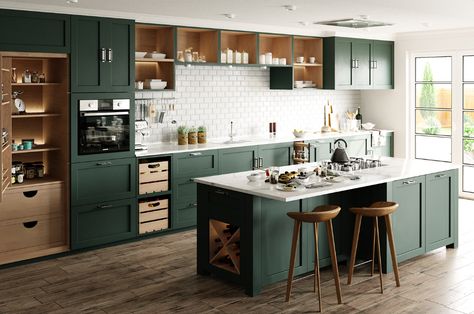 Kitchen Behance, Green Kitchen Designs, Scandinavian Green, Scandinavian Kitchen Design, Green Kitchen Cabinets, Green Cabinets, Scandinavian Kitchen, Kitchen Inspiration Design, Kitchen Room Design