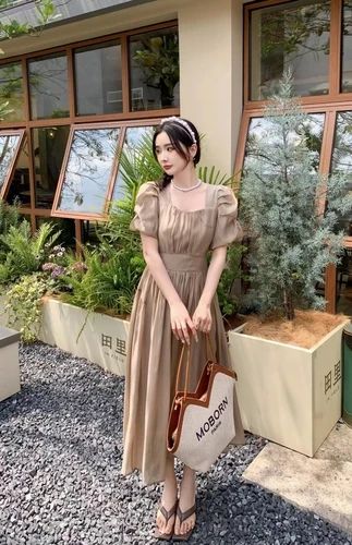 Korean Long Dress, Woman Summer Dress, White Long Dress, Dress Korean Style, Korean Dresses, Style Preppy, Long White Dress, Bubble Sleeve, Korean Dress