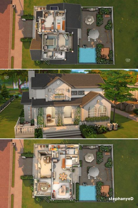 Sims 3 Houses Plans, Sims 4 Family House, Sims 4 Houses Layout, Lotes The Sims 4, Sims Freeplay Houses, Sims 4 Family, Sims 4 Bedroom, Sims 4 House Building, Sims 4 House Plans