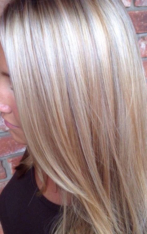 Multicolored blonde highlights. Platinum Blonde, Platinum Blonde Highlights, Hair Blond, Highlights And Lowlights, Low Lights Hair, Platinum Blonde Hair, Hair Color And Cut, Long Blonde Hair, Hair Envy