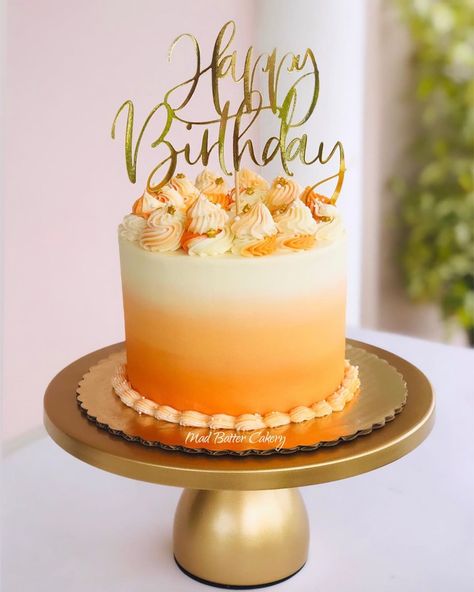 Orange And Yellow Cake Designs, Pink Orange Yellow Ombre Cake, Orange Birthday Cake For Men, Orange Cake Ideas Birthday, Orange And White Cake Design, Orange Color Birthday Theme, Cake With Orange Decoration, Orange Cake Designs Birthday, Cake Themes For Men