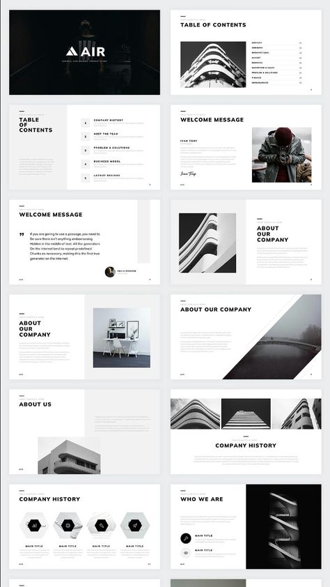 The Air Minimal & Modern Google Slide template is a stylish and sophisticated choice for any presentation. With its clean and simple design, it provides a professional and polished look that is sure to make a great impression on your audience. This template comes with a variety of slide layouts, such as title, text, and image slides, that can be easily customized to fit your needs. The use of minimal style and modern design elements make this template easy to read and navigate, making it a great Presentation Slides Design, 포트폴리오 레이아웃, Presentation Deck, Powerpoint Slide Designs, Presentation Design Layout, Powerpoint Layout, Slides Design, Project Presentation, Google Slides Presentation