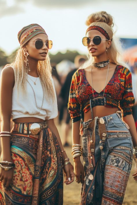 Festival Outfits Inspiration — The Fashion Business Coach Woodstock Outfit, Vetement Hippie Chic, Stile Hippie Chic, Look Da Festival, Mode Coachella, Hippie Festival Outfit, Look Hippie Chic, Looks Hippie, Estilo Hippie Chic